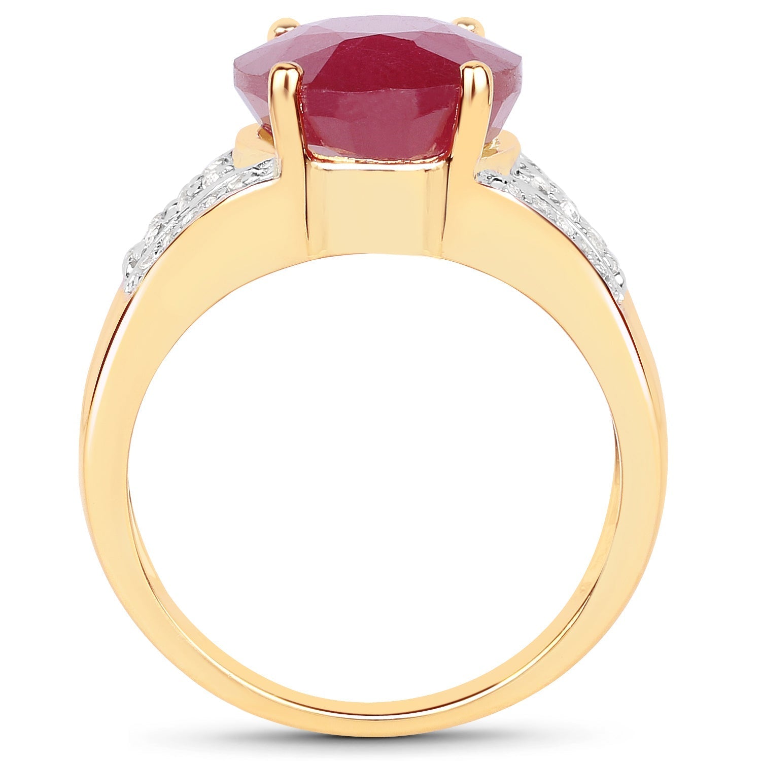 14K Yellow Gold Plated 5.49 Carat Glass Filled Ruby and White Topaz .925 Sterling Silver Ring Bids.com