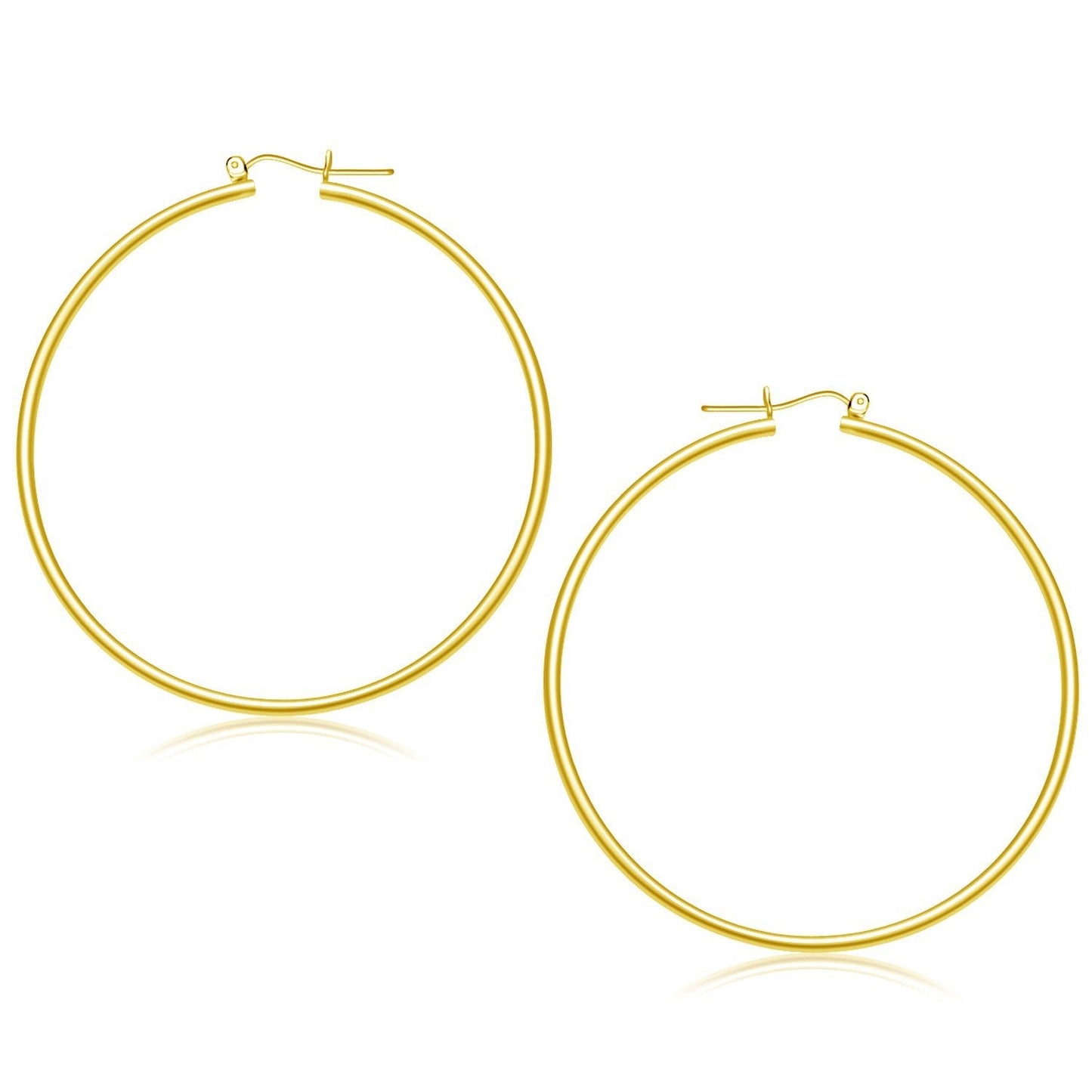 14k Yellow Gold Polished Hoop Earrings (55 mm) Bids.com