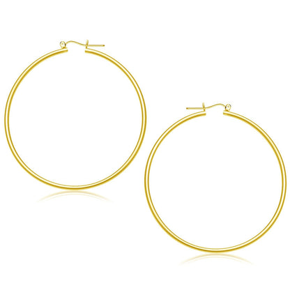 14k Yellow Gold Polished Hoop Earrings (55 mm) Bids.com