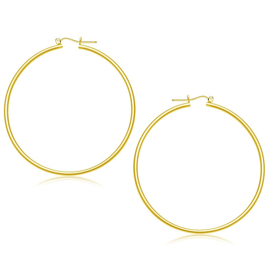 14k Yellow Gold Polished Hoop Earrings (55 mm) Bids.com