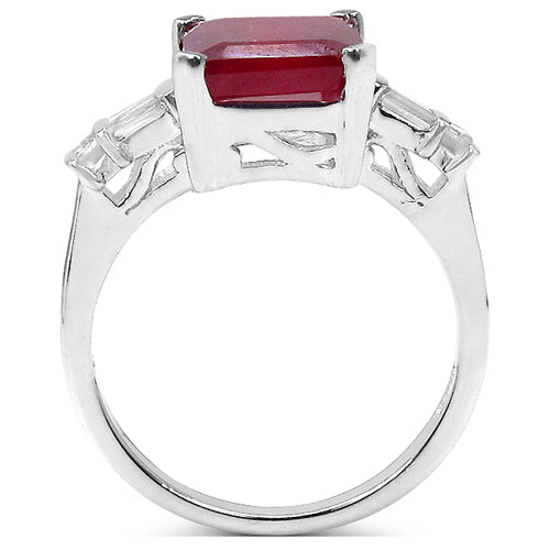 4.30 ct. t.w. Glass Filled Ruby and White Topaz Ring in Sterling Silver Bids.com