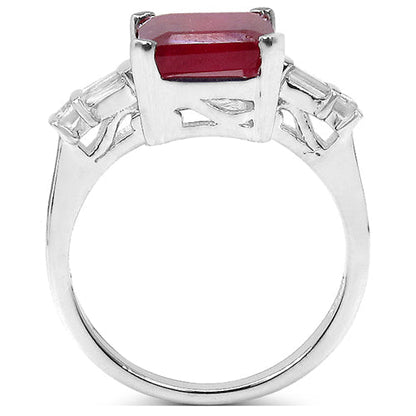 4.30 ct. t.w. Glass Filled Ruby and White Topaz Ring in Sterling Silver Bids.com
