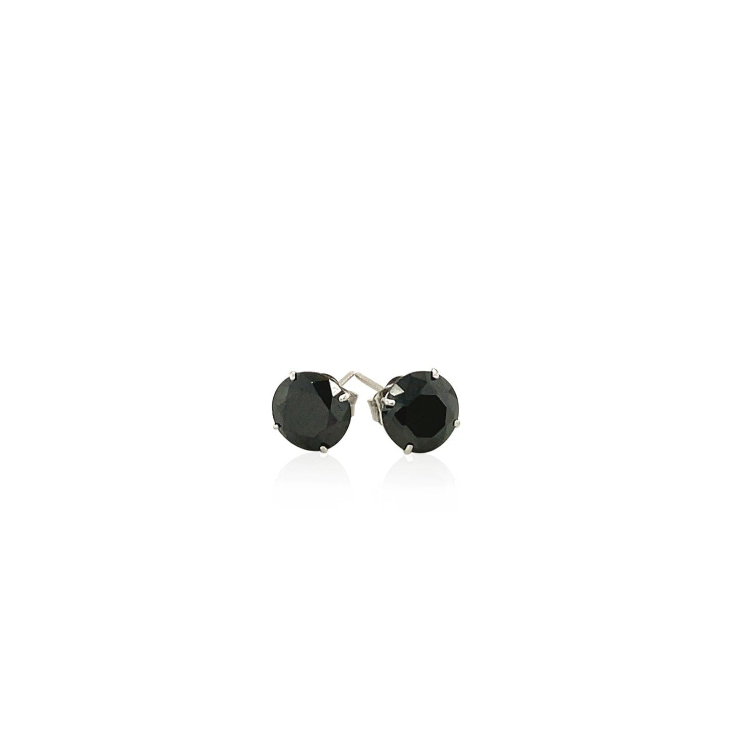 14k White Gold Stud Earrings with Black Faceted Cubic Zirconia(6mm) Bids.com