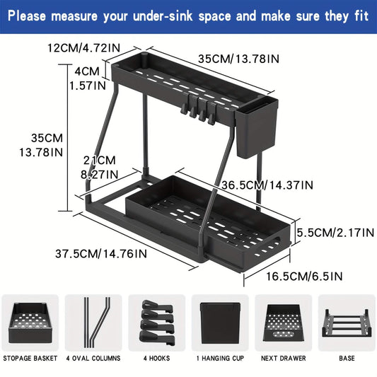 2-Piece Under Sink Organizer with Sliding Shelves – Multi-Purpose Storage Rack DailySale