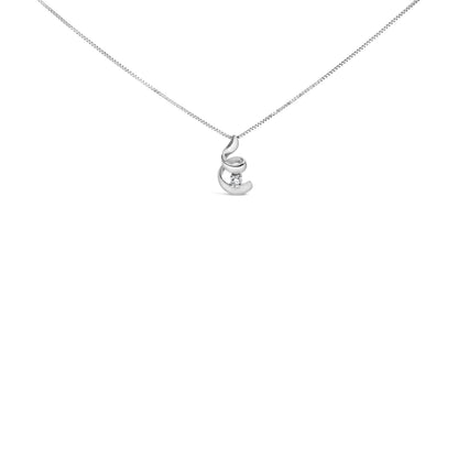 10K White Gold 1/10 Cttw Diamond Solitaire Spiral 18" Pendant Necklace (I-J Color, I2-I3 Clarity) Bids.com