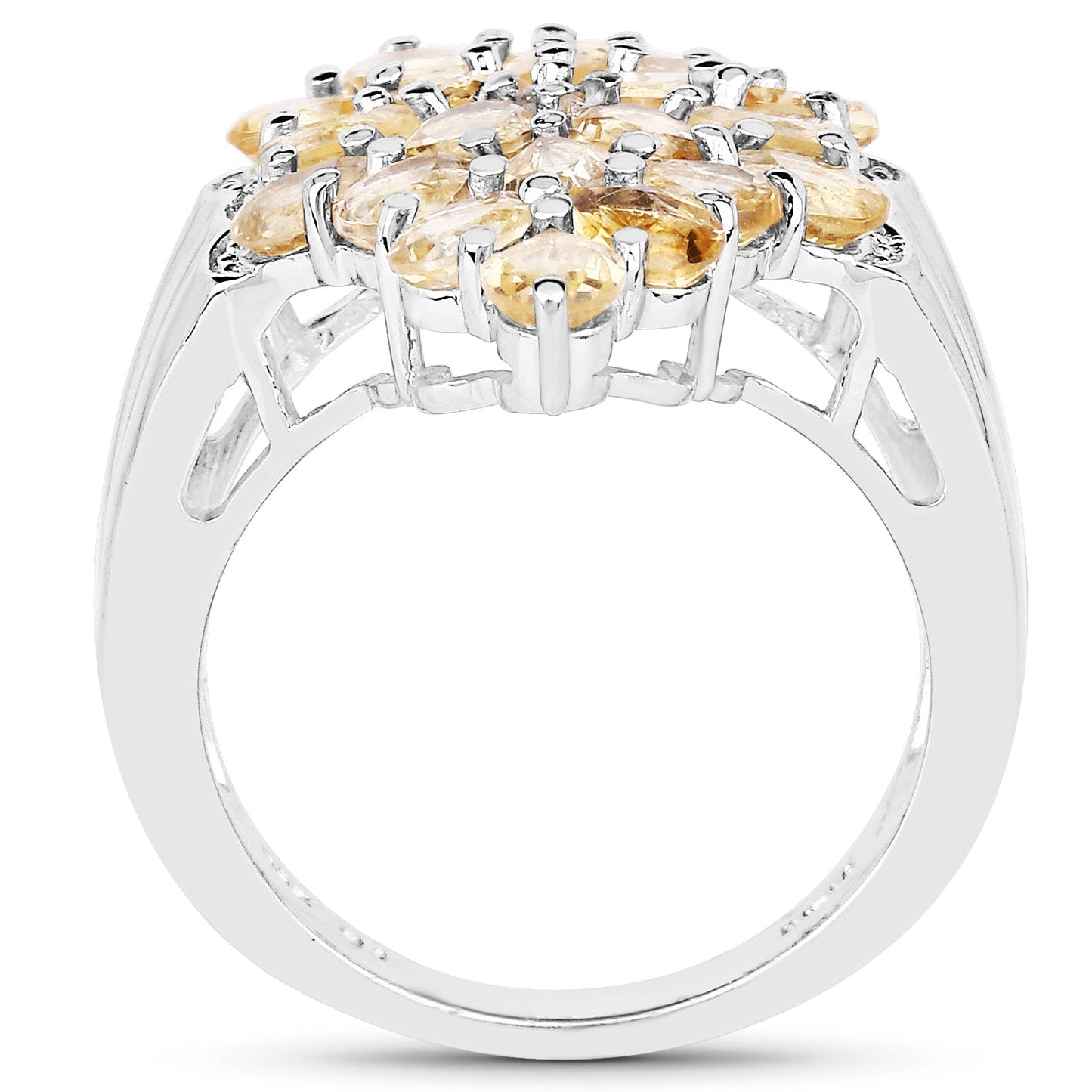 3.54 Carat Genuine Citrine and White Topaz .925 Sterling Silver Ring Bids.com