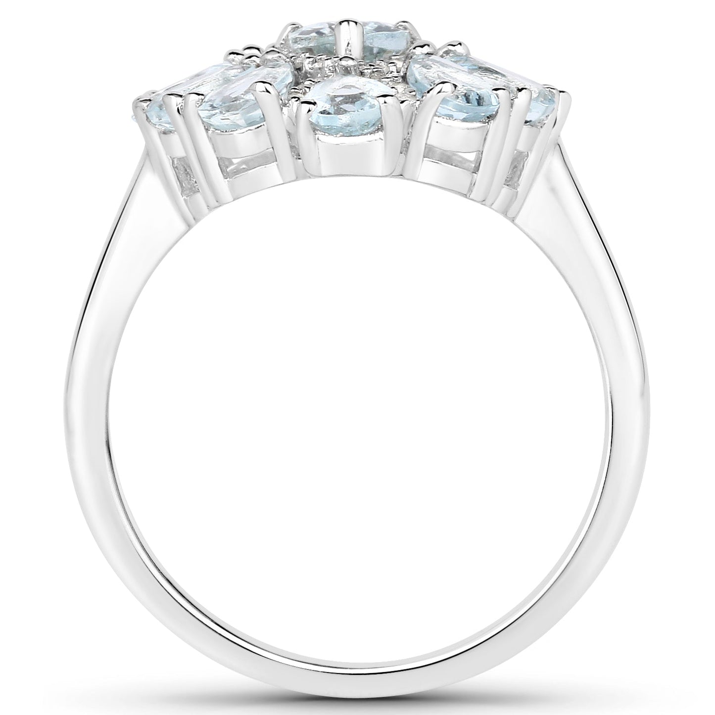 1.89 Carat Genuine Aquamarine and White Topaz .925 Sterling Silver Ring Bids.com