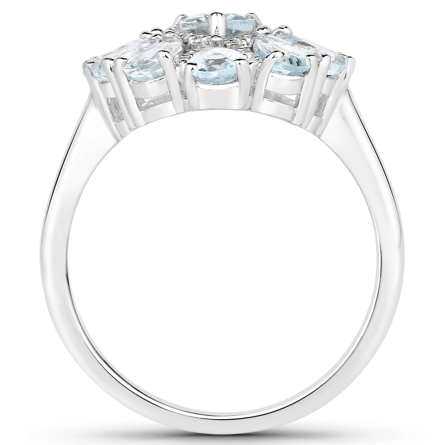 1.89 Carat Genuine Aquamarine and White Topaz .925 Sterling Silver Ring Bids.com