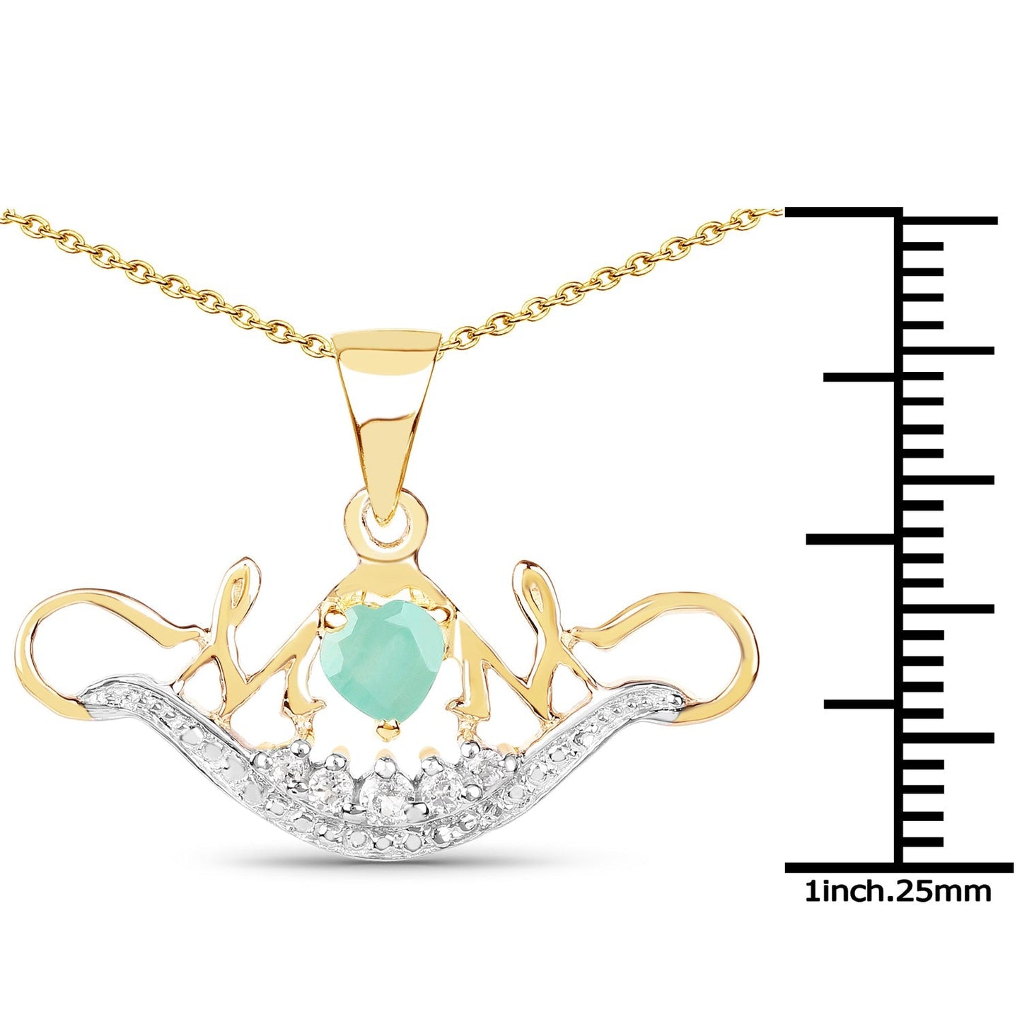 14K Yellow Gold Plated 0.62 Carat Genuine Emerald and White Topaz .925 Sterling Silver Pendant Bids.com
