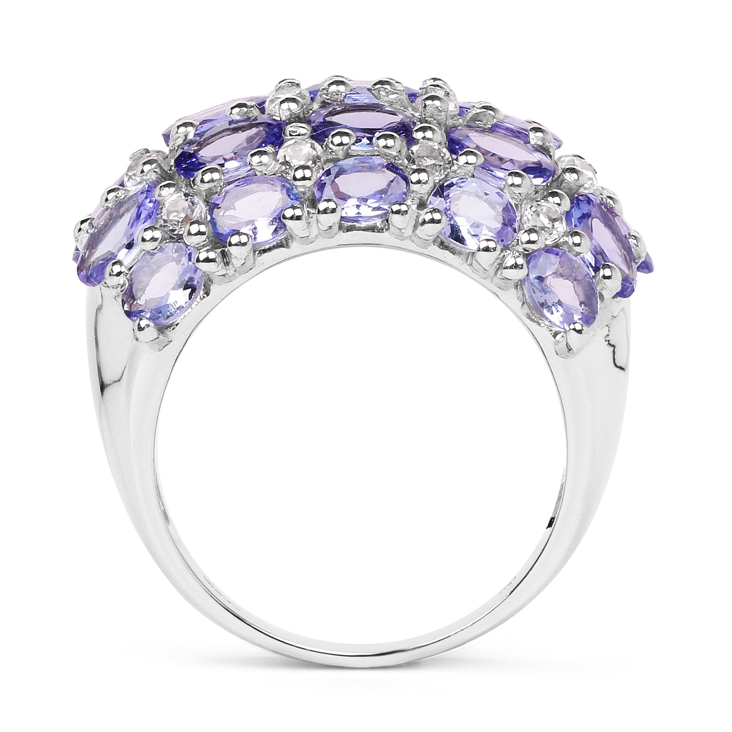 7.29 Carat Genuine Tanzanite and White Topaz .925 Sterling Silver Ring Bids.com