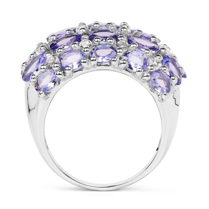 7.29 Carat Genuine Tanzanite and White Topaz .925 Sterling Silver Ring Bids.com