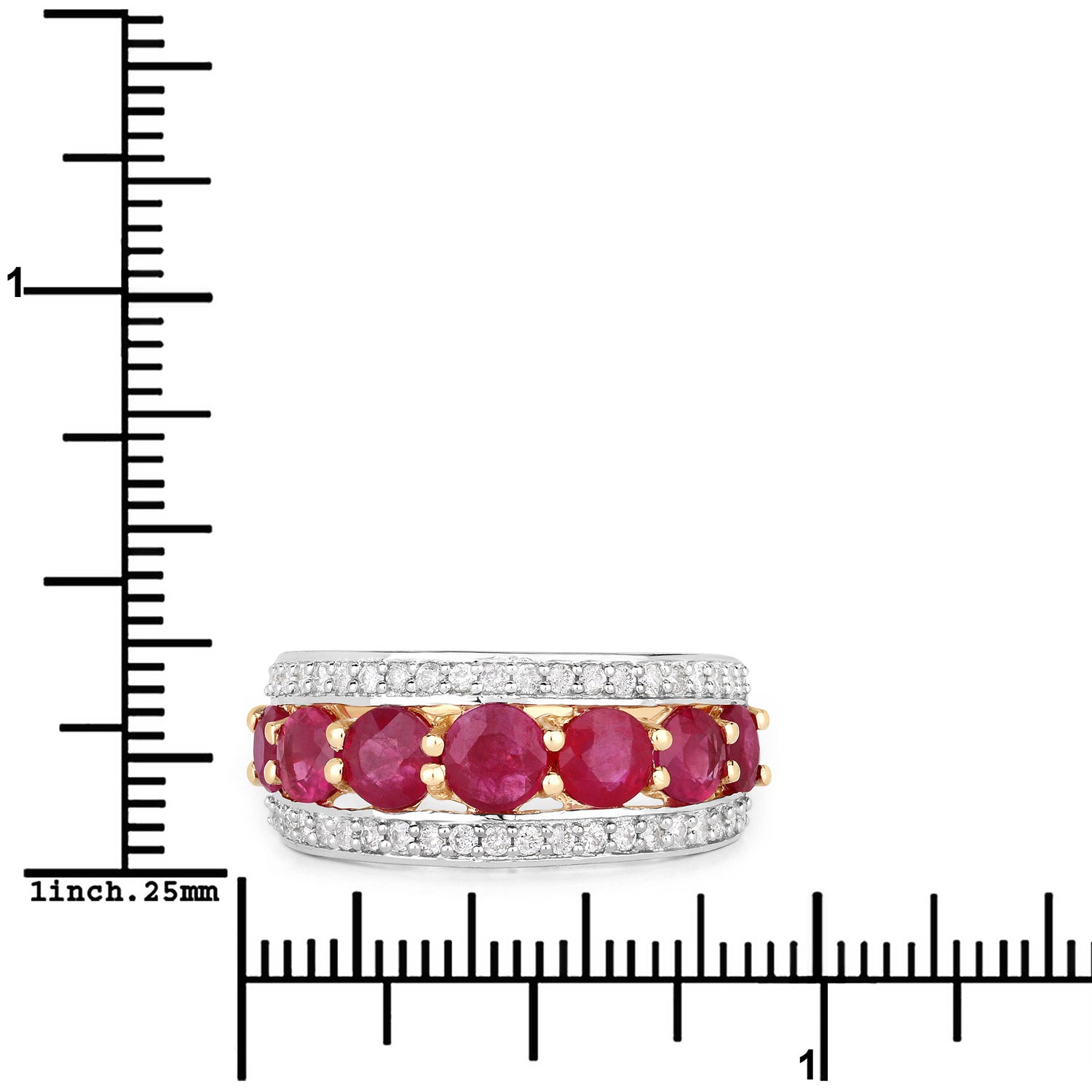 3.24 Carat Genuine Ruby and White Diamond 14K Yellow Gold Ring Bids.com