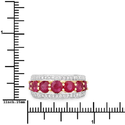 3.24 Carat Genuine Ruby and White Diamond 14K Yellow Gold Ring Bids.com