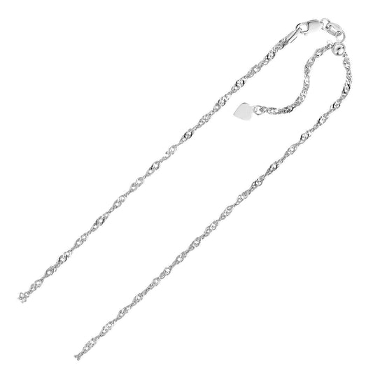 Sterling Silver 1.5mm Adjustable Singapore Chain Bids.com