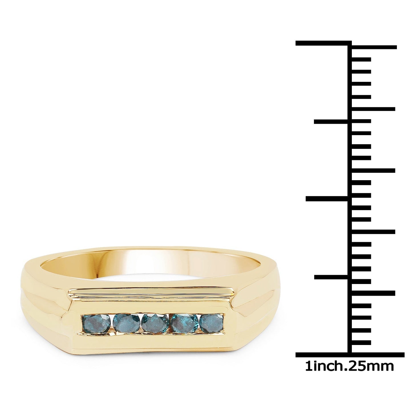 14K Yellow Gold Plated 0.25 Carat Genuine Blue Diamond .925 Sterling Silver Ring Bids.com