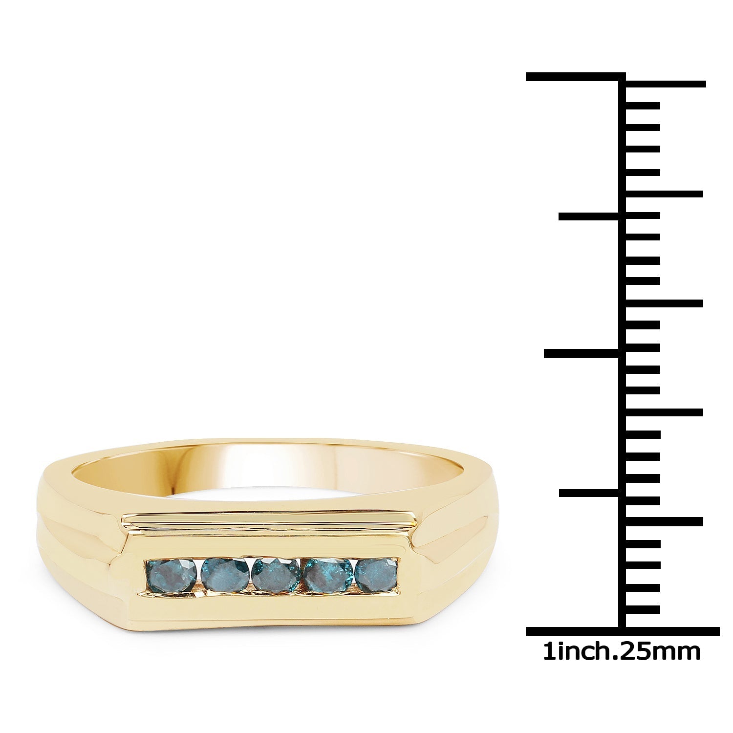 14K Yellow Gold Plated 0.25 Carat Genuine Blue Diamond .925 Sterling Silver Ring Bids.com