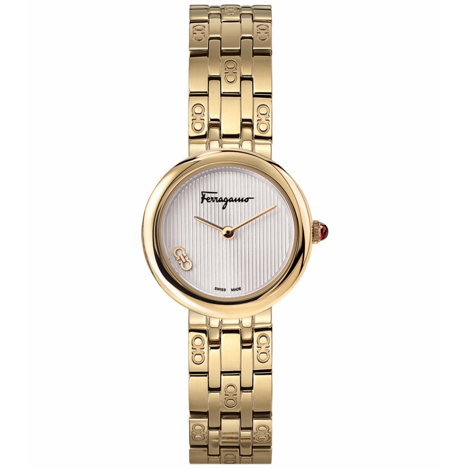 Salvatore Ferragamo Women's Gold Steel Silver Dial Bids.com