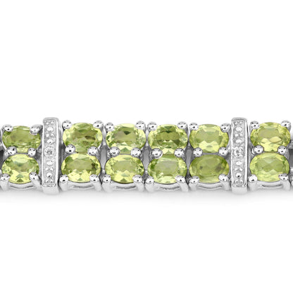 12.97 Carat Genuine Peridot and White Topaz .925 Sterling Silver Bracelet Bids.com