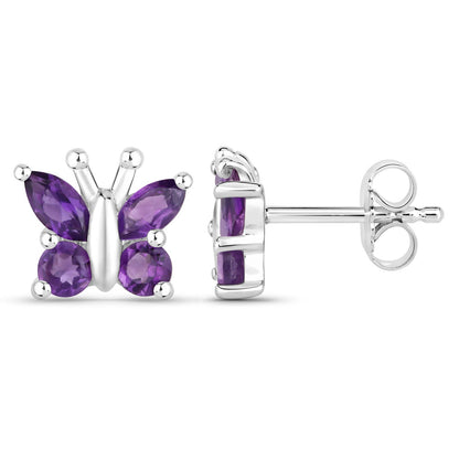 1.00 Carat Genuine Amethyst .925 Sterling Silver Earrings Bids.com