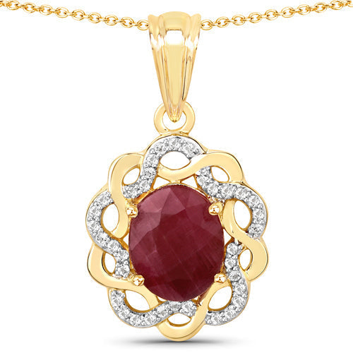 3.43 Carat Genuine Ruby and White Topaz .925 Sterling Silver Pendant Bids.com