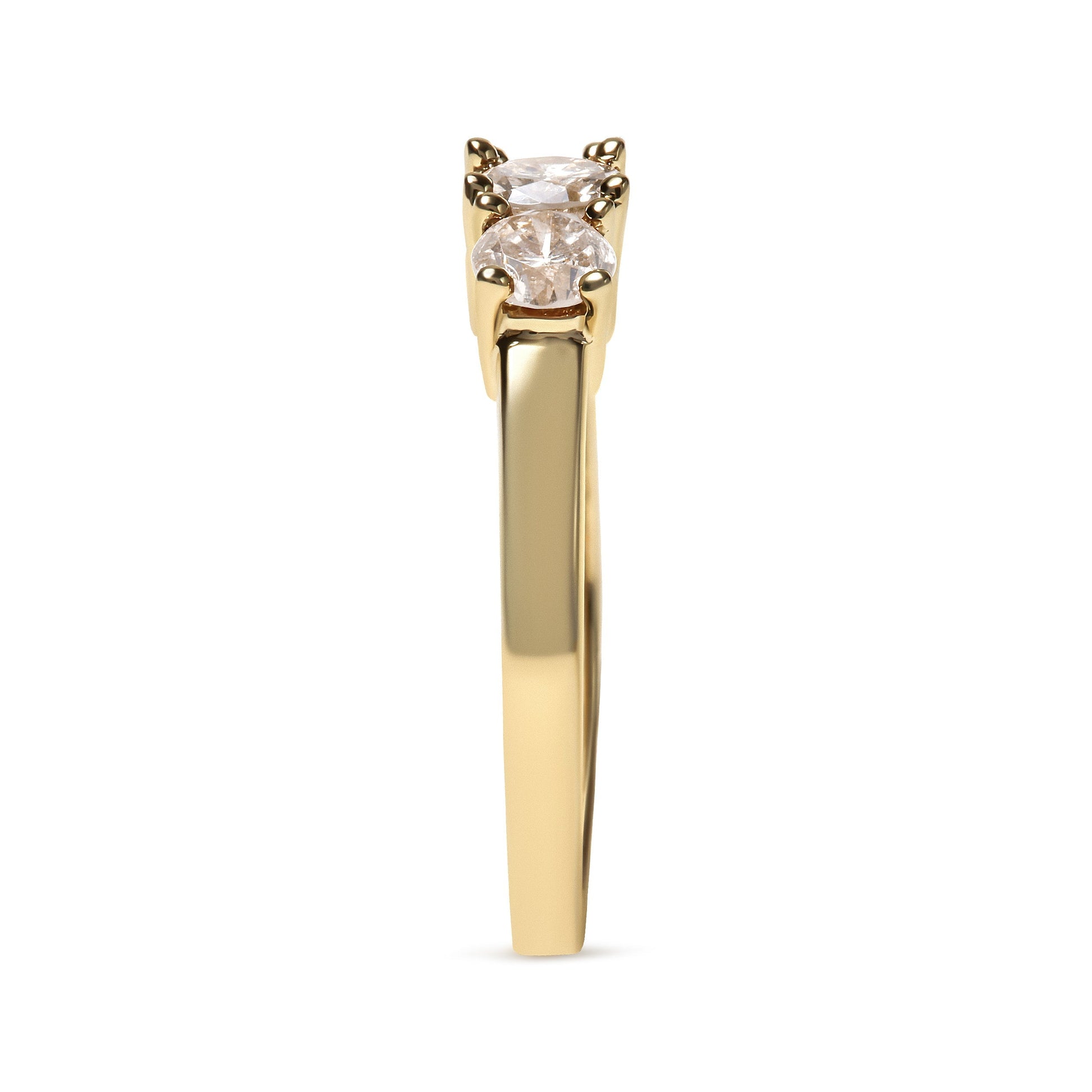 10K Yellow Gold 1.00 Cttw Champagne Diamond 3-Stone Band Ring (J-K Color, I1-I2 Clarity)  - Size 7 Bids.com