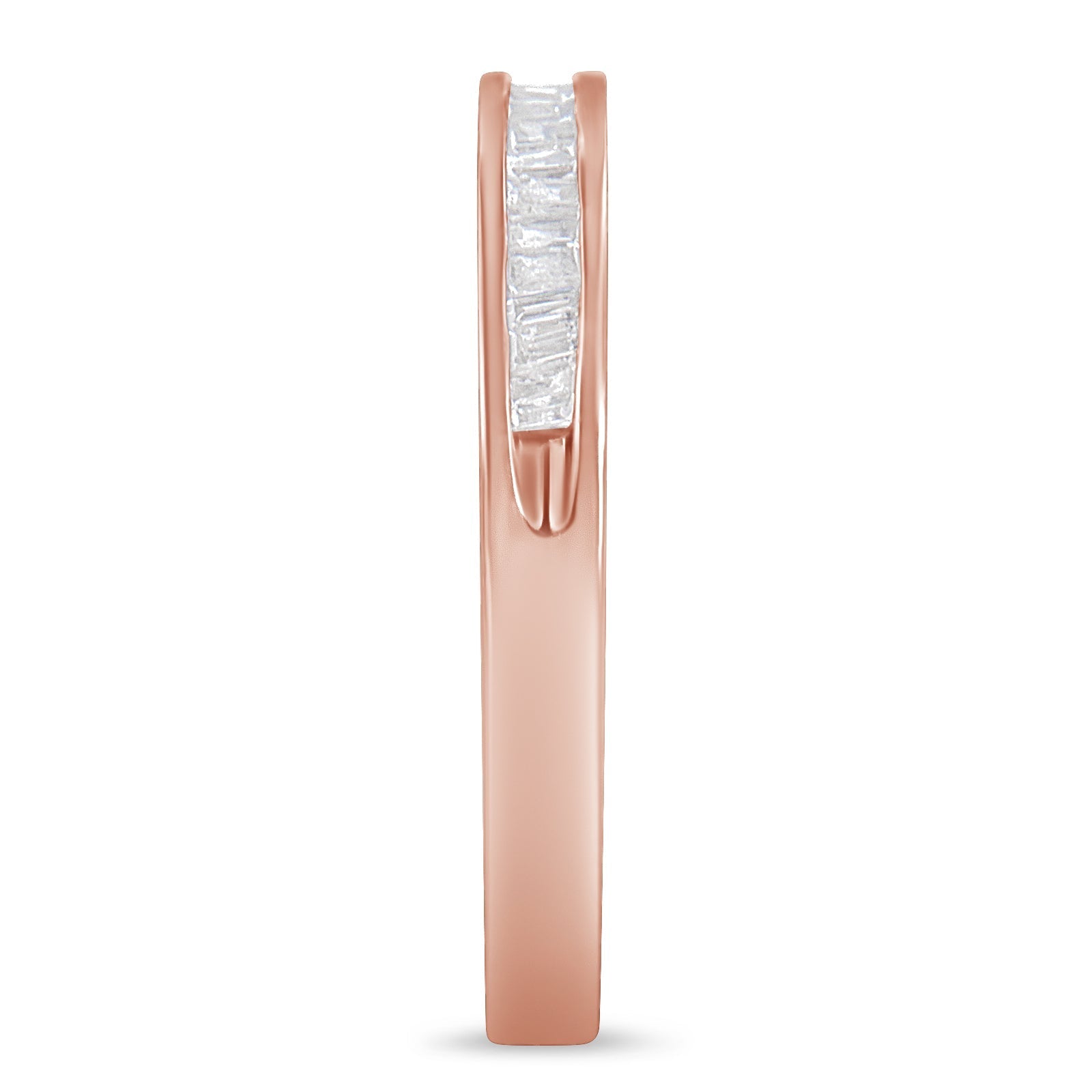 10K Rose Gold over .925 Sterling Silver 1/5 Cttw Diamond Channel-Set Stackable Band Ring (H-I Color, I1-I2 Clarity) - Size 6 3/4 Bids.com
