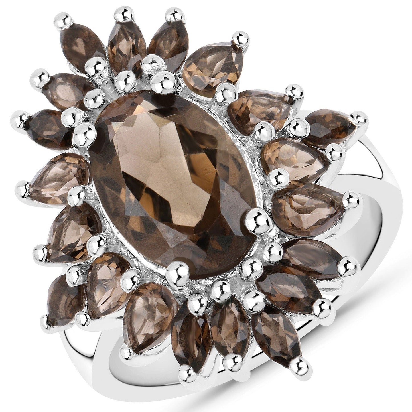 16.36 Carat Genuine Smoky Quartz .925 Sterling Silver 3 Piece Jewelry Set (Ring, Earrings, and Pendant w/ Chain) Bids.com