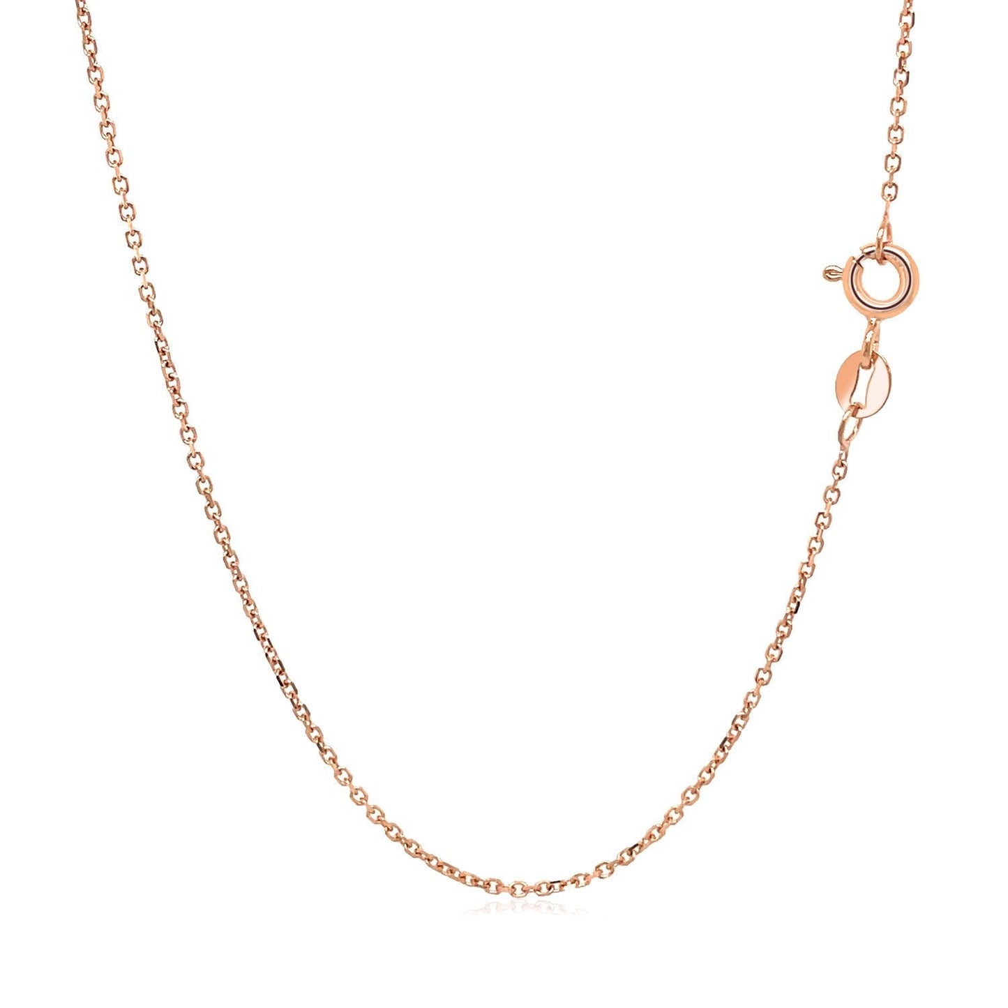 14k Rose Gold Diamond Cut Cable Link Chain 1.1mm Bids.com