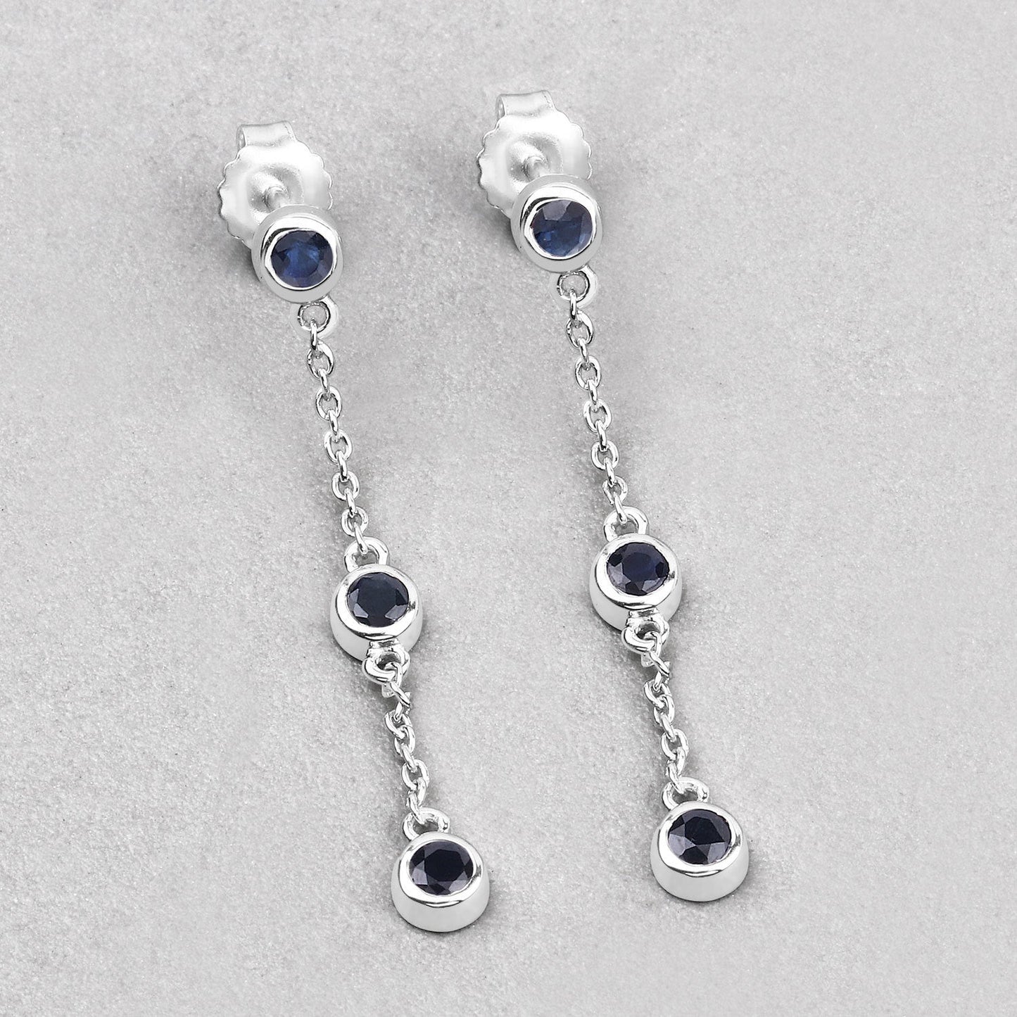 0.66 Carat Genuine Blue Sapphire .925 Sterling Silver Earrings Bids.com