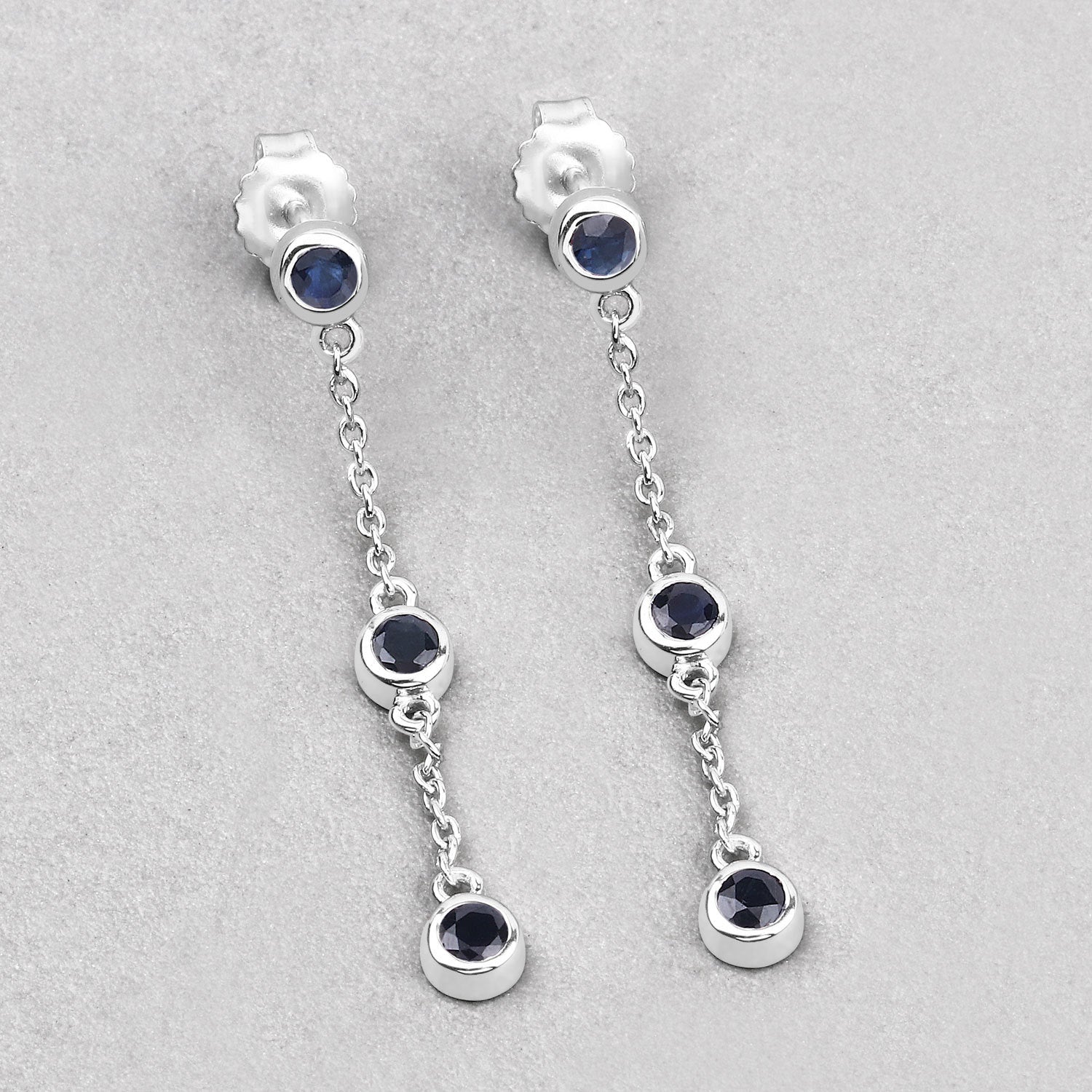 0.66 Carat Genuine Blue Sapphire .925 Sterling Silver Earrings Bids.com