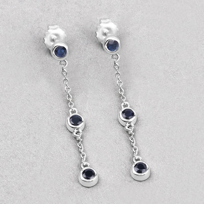 0.66 Carat Genuine Blue Sapphire .925 Sterling Silver Earrings Bids.com