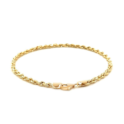 3.0mm 14k Yellow Gold Solid Diamond Cut Rope Bracelet Bids.com