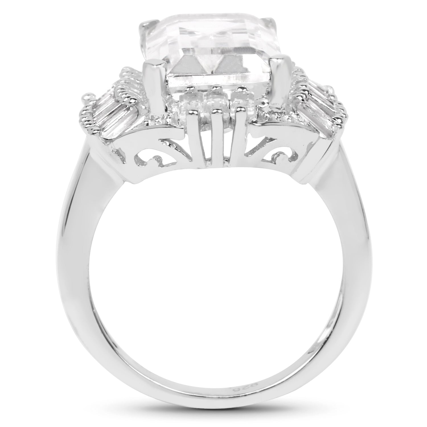 9.77 Carat Genuine Crystal Quartz & White Topaz .925 Sterling Silver Ring Bids.com