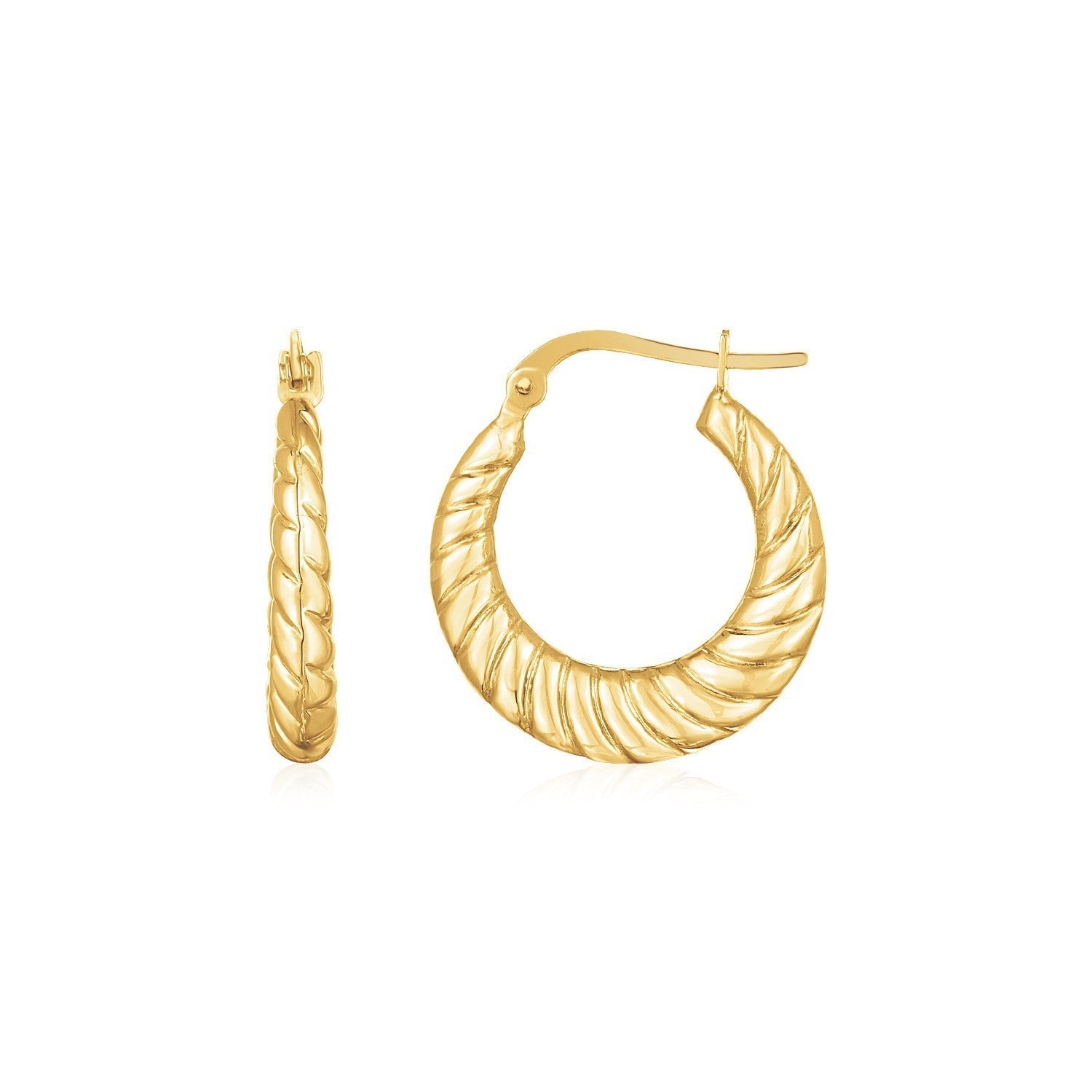 14K Yellow Gold Polished Twisted Cable Graduated Hoops Bids.com