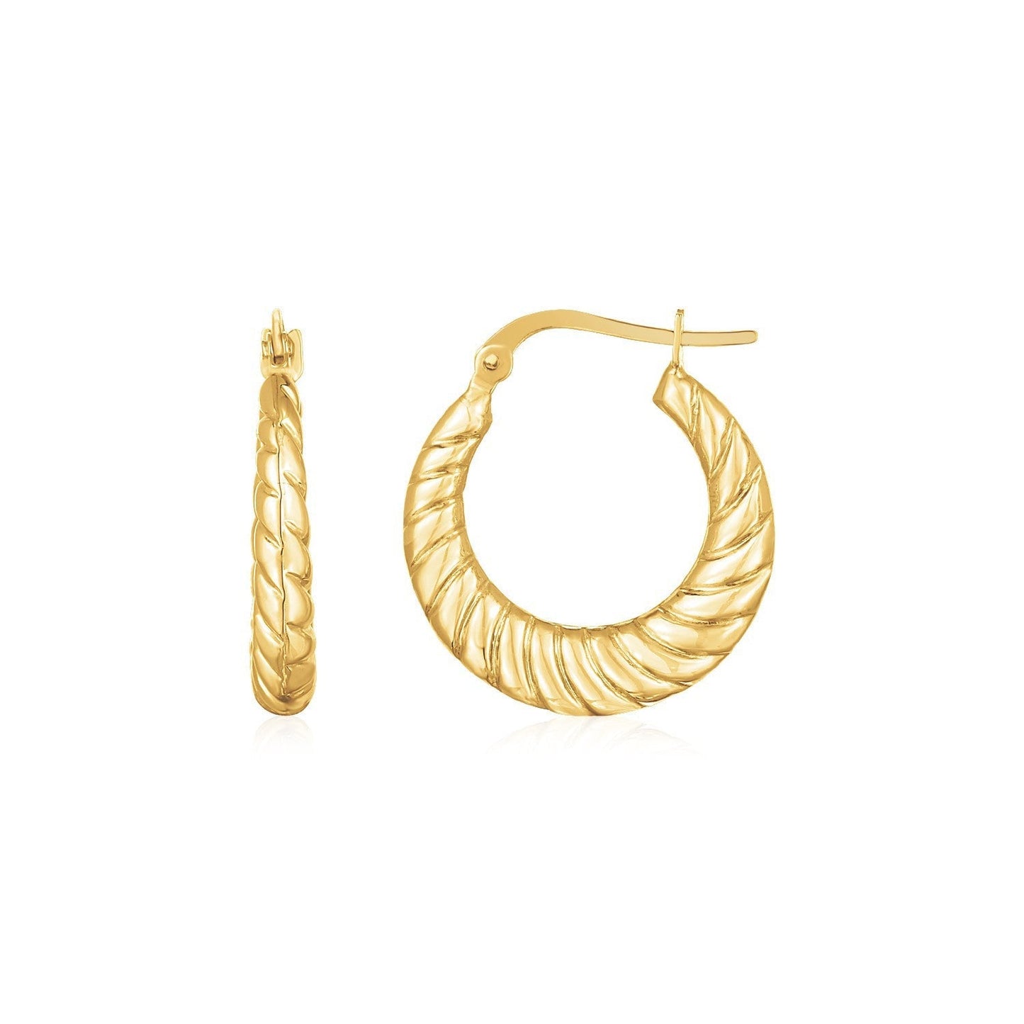 14K Yellow Gold Polished Twisted Cable Graduated Hoops Bids.com