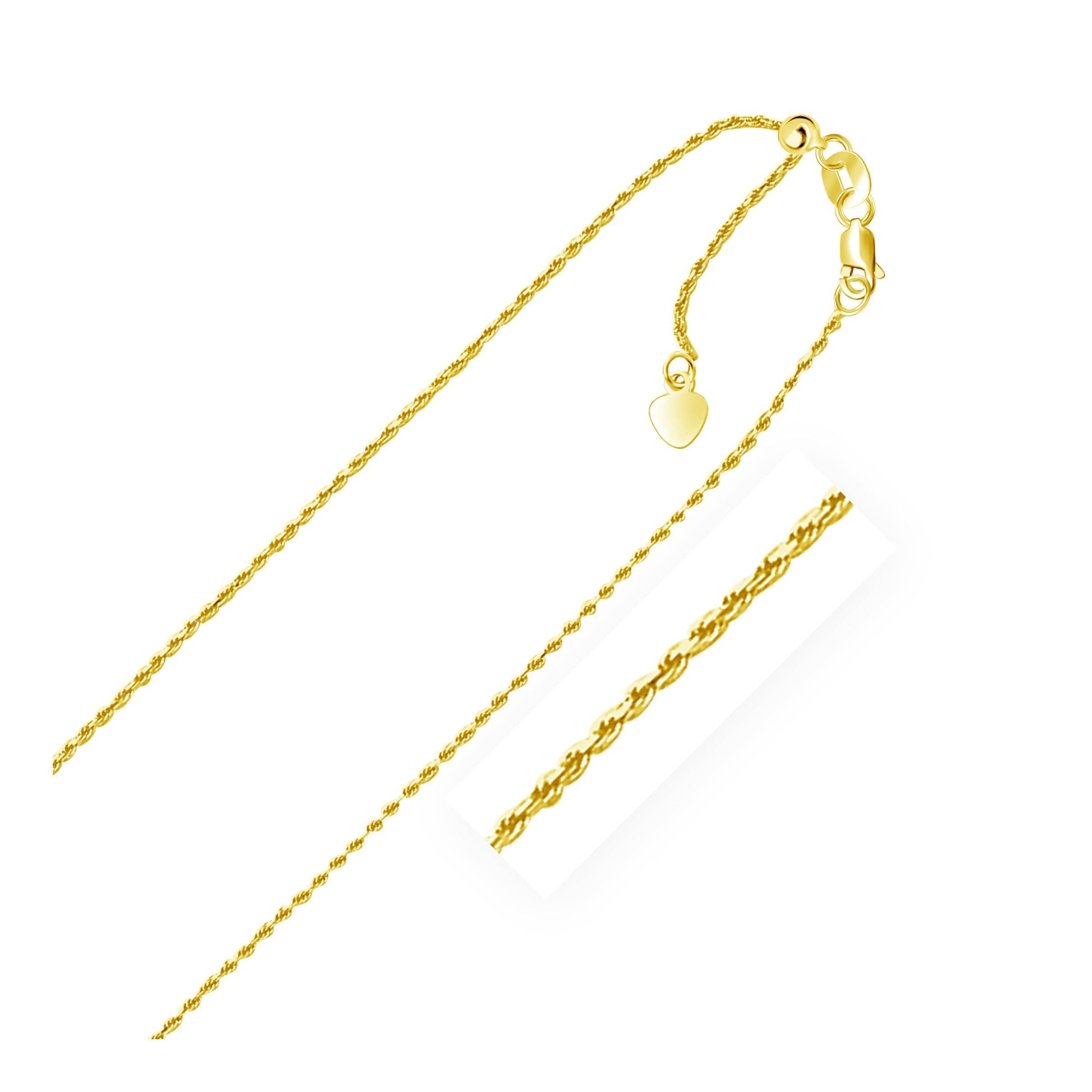 14k Yellow Gold Adjustable Rope Chain 1.0mm Bids.com