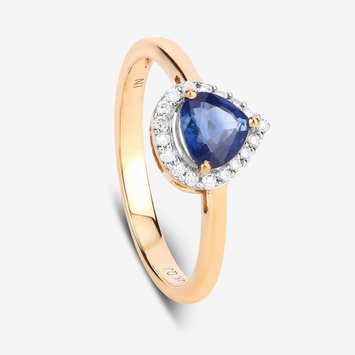 0.73 Carat Genuine Blue Sapphire and White Diamond 14K Yellow Gold Ring Bids.com