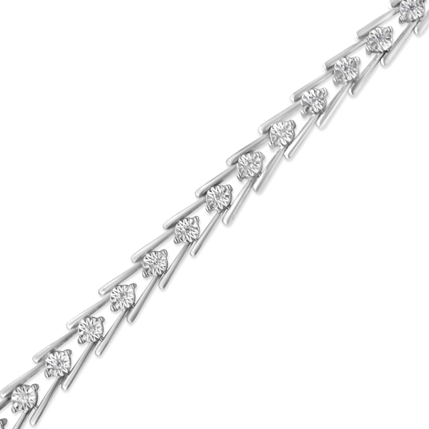 .925 Sterling Silver Diamond Miracle-Set Double Swoosh Milgrain Style Tennis Bracelet (1/2 cttw, I-J Color, I3 Clarity) - Size 7.75" Bids.com