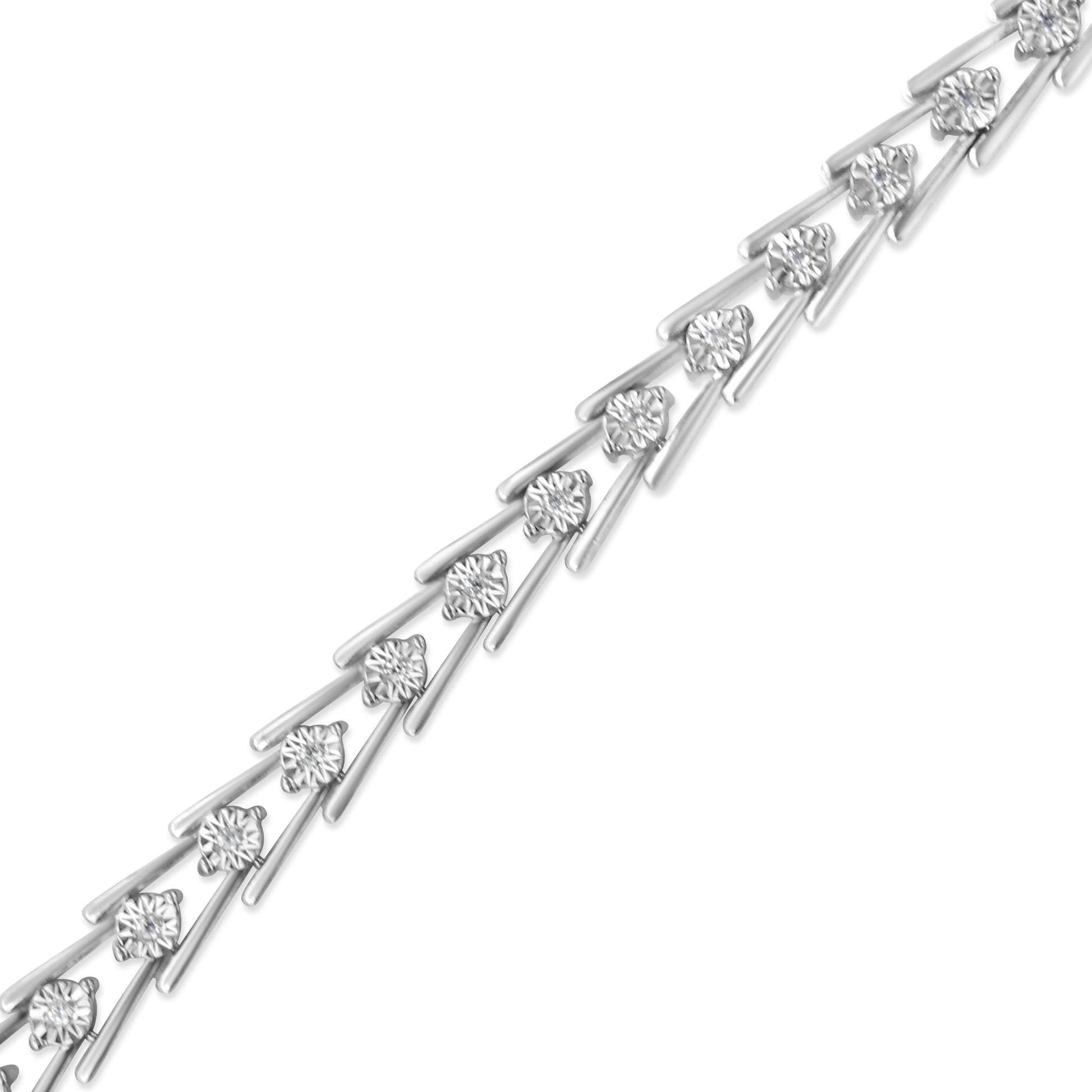 .925 Sterling Silver Diamond Miracle-Set Double Swoosh Milgrain Style Tennis Bracelet (1/2 cttw, I-J Color, I3 Clarity) - Size 7.75" Bids.com