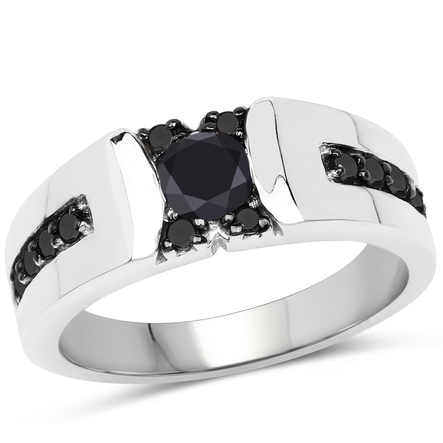 0.83 Carat Genuine Black Diamond .925 Sterling Silver Ring Bids.com