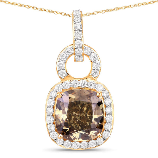 IGI Certified 2.50 Carat Genuine Brown Diamond Center and 0.31cttw White Diamond 18K Yellow Gold Pendant (2.81cttw) Bids.com