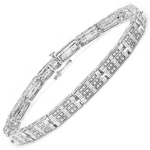 1.16 Carat Genuine White Diamond 14K White Gold Plated .925 Sterling Silver Bracelet Bids.com