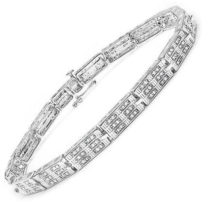 1.16 Carat Genuine White Diamond 14K White Gold Plated .925 Sterling Silver Bracelet Bids.com