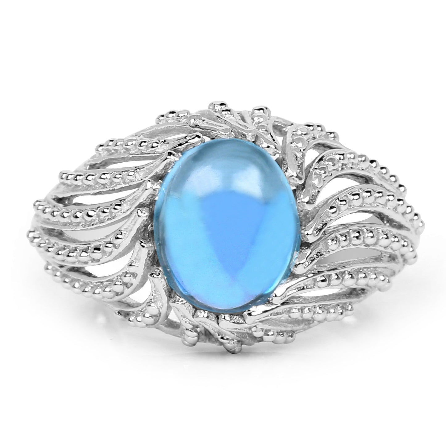 3.65 Carat Genuine Swiss Blue Topaz .925 Sterling Silver Ring Bids.com