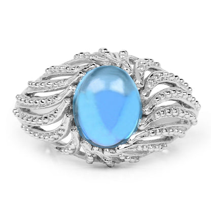 3.65 Carat Genuine Swiss Blue Topaz .925 Sterling Silver Ring Bids.com