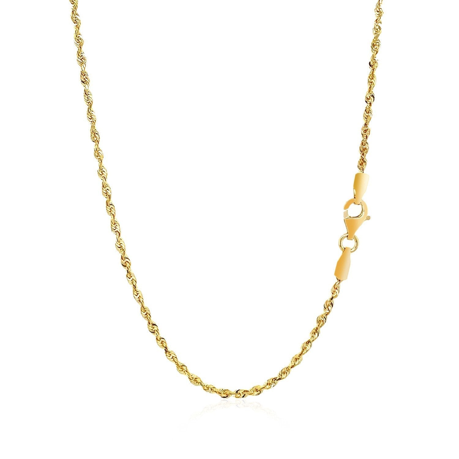 2.0mm 14k Yellow Gold Solid Diamond Cut Rope Chain Bids.com