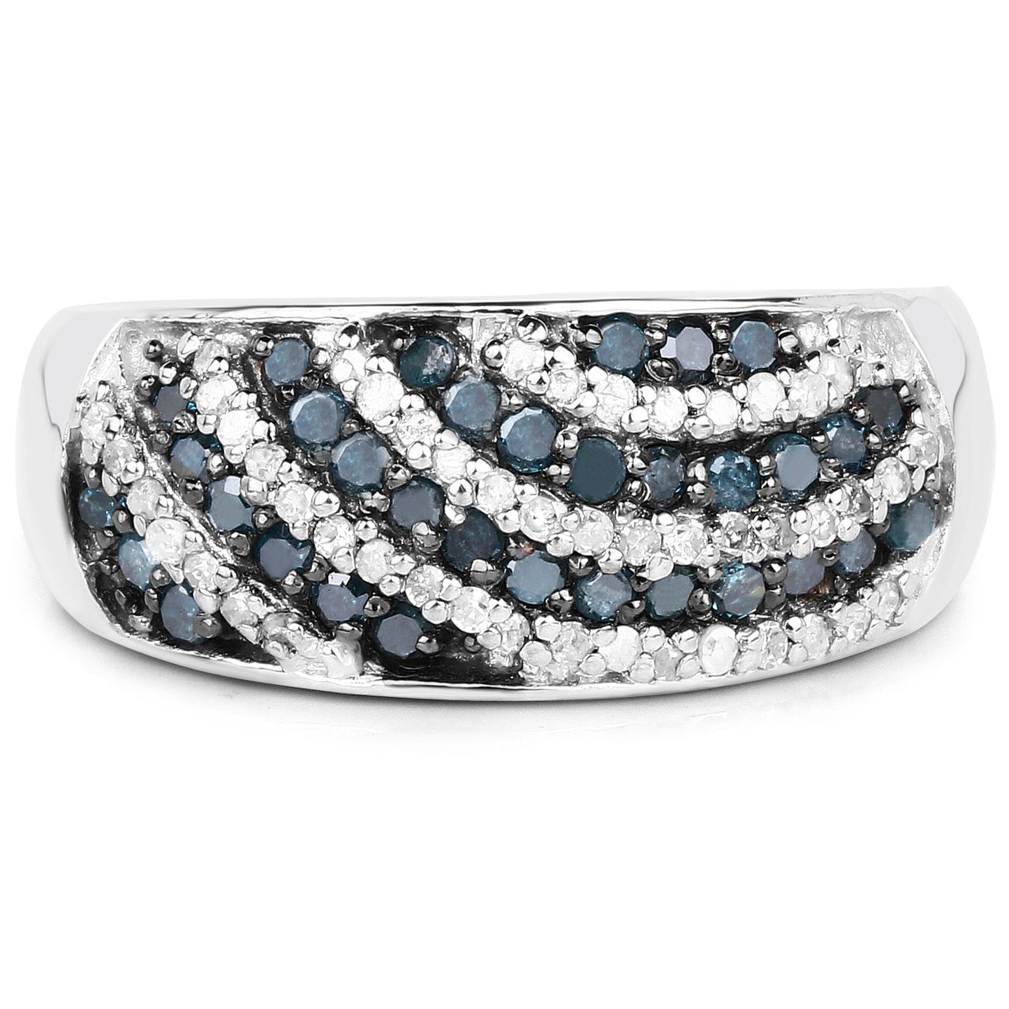 0.62 Carat Genuine Blue Diamond and White Diamond .925 Sterling Silver Ring Bids.com