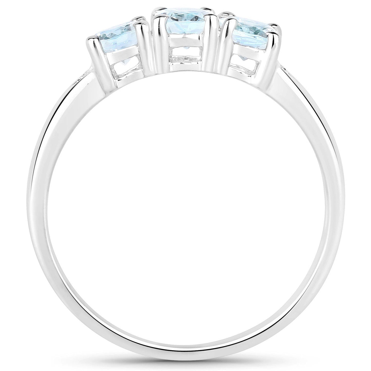 0.95 Carat Genuine Aquamarine and White Diamond .925 Sterling Silver Ring Bids.com