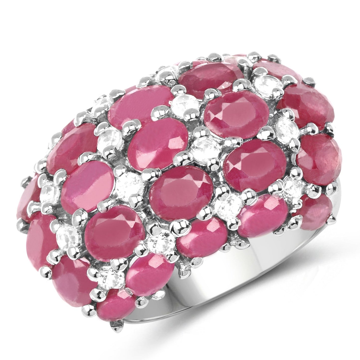8.54 Carat Glass Filled Ruby and White Topaz .925 Sterling Silver Ring Bids.com