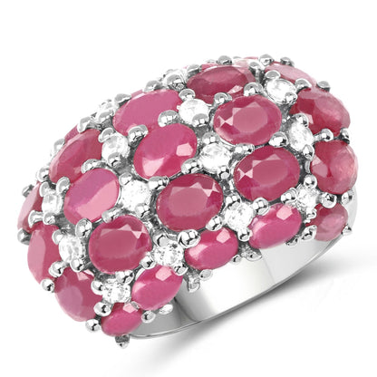 8.54 Carat Glass Filled Ruby and White Topaz .925 Sterling Silver Ring Bids.com
